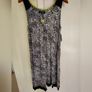 NWT Ellen Tracy Black/White Floral Dress Sleepwear Sz M